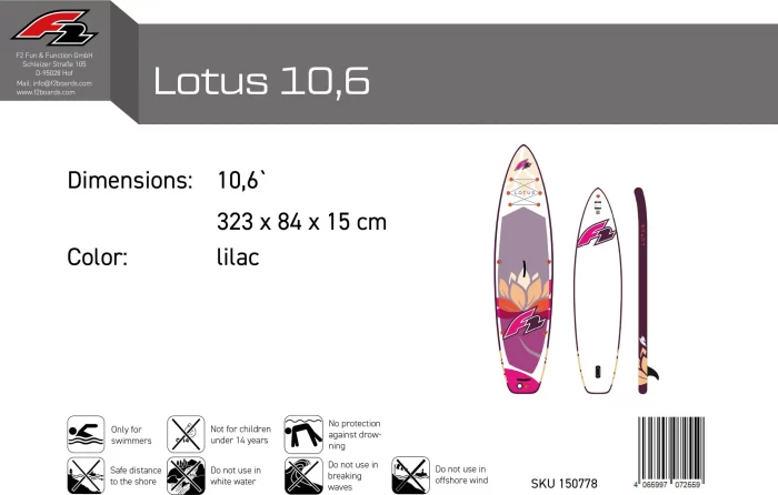 F2 Lotus 10'6″ Allround SUP 2026 – 323x84x15 cm | lila – Bild 2