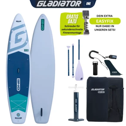 Gladiator One 11.4 Cruiser SUP Board Set 2026 (345x81x15cm) | white