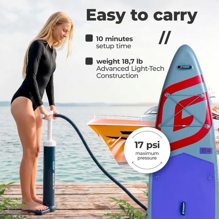 Gladiator One 11.4 Cruiser SUP Board Set 2026 (345x81x15cm) | grey – Bild 3