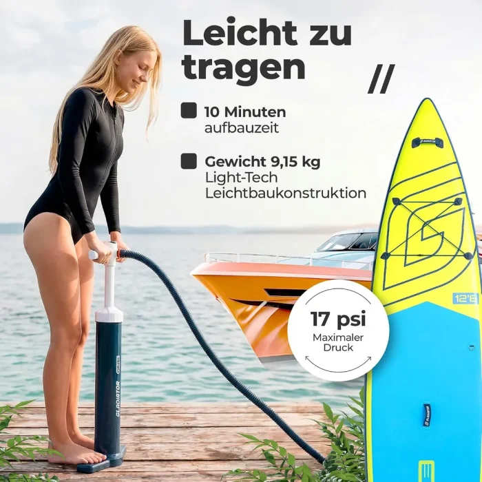 Gladiator One 11.4 Cruiser SUP Board Set 2026 (345x81x15cm) | lime – Bild 4