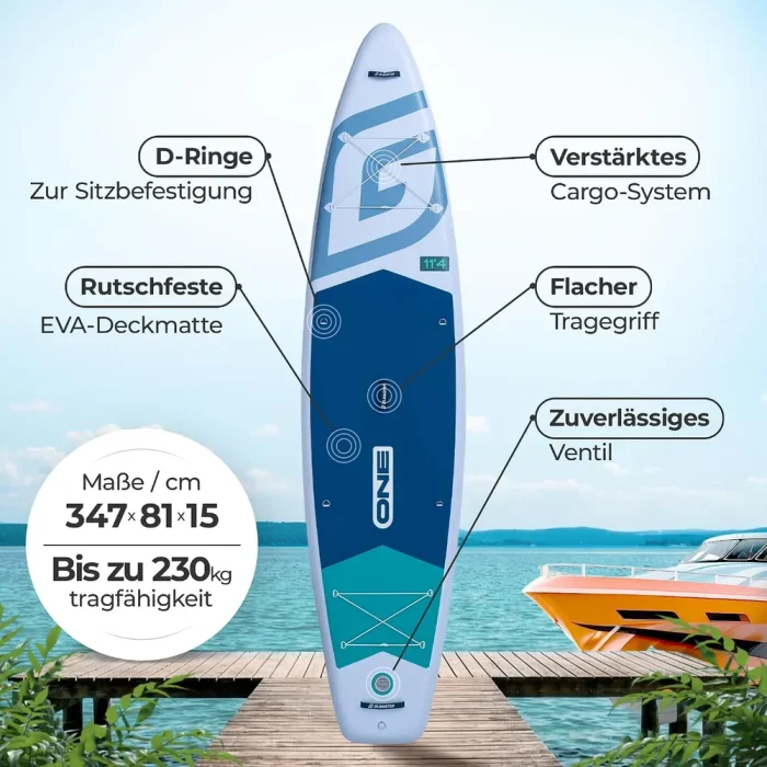 Gladiator One 11.4 Cruiser SUP Board Set 2026 (345x81x15cm) | white – Bild 2