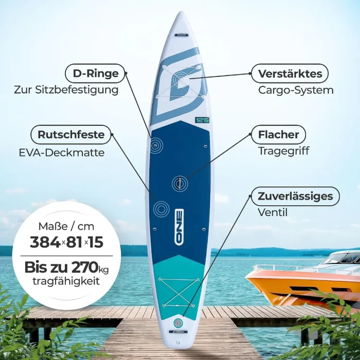 Gladiator One 12.6T Touring SUP Board Set 2026 (380x81x15cm) – Bild 3