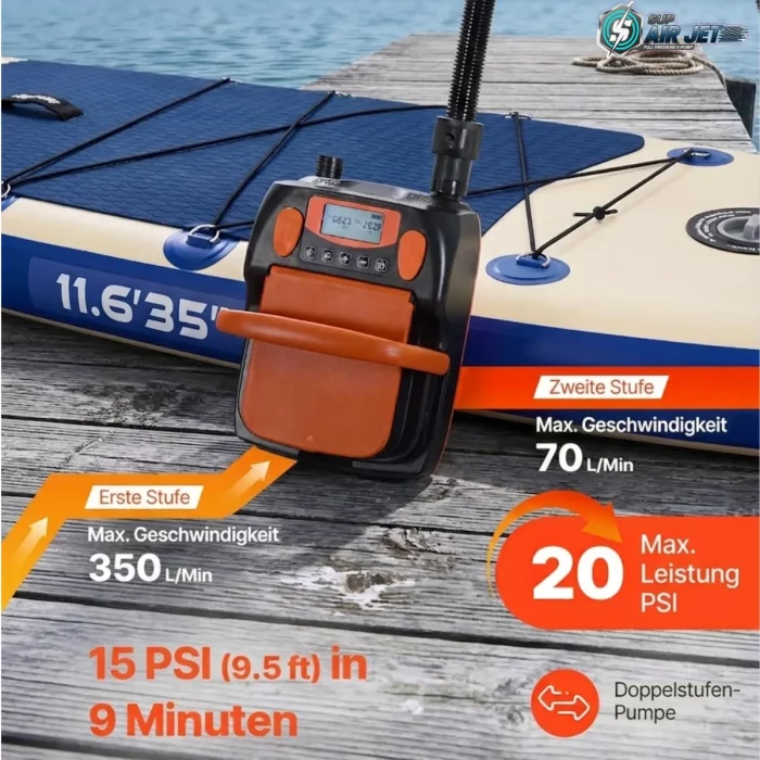 AIR JET SUP Pumpe mit integr. Akku | 20 PSI mit vielen Extras – Bild 5