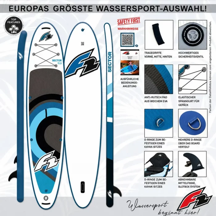 F2 Sector 11'5" 2026 Cruiser SUP – 350x85x15 cm | inkl. Kajakzubehör – Bild 2