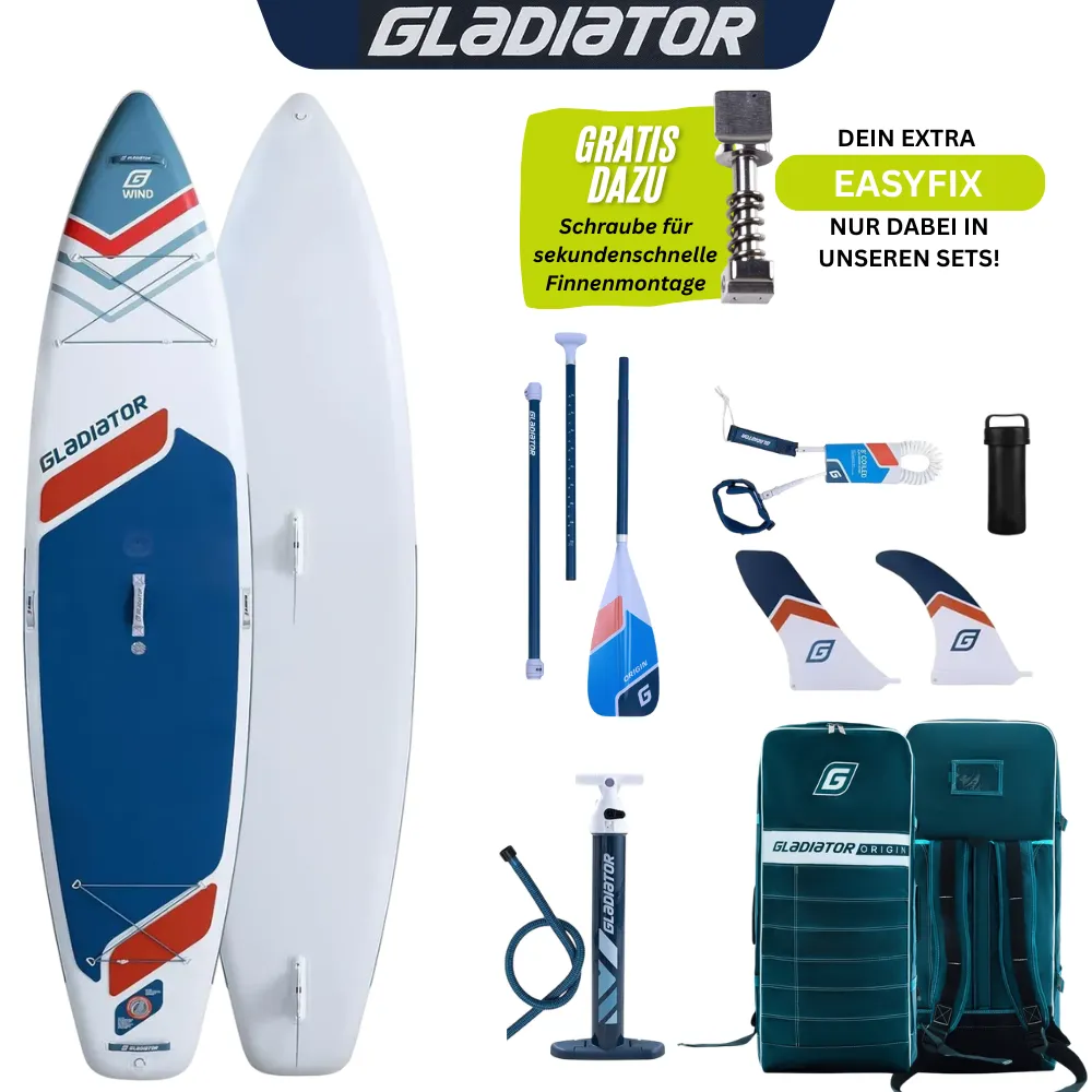 gladiator-pro-11_6-windsurf-sup-board-set-2-2027 Gladiator Pro WindSUP 11.6 Cruiser SUP Board 2026 (350x86x15cm) – Bild 1